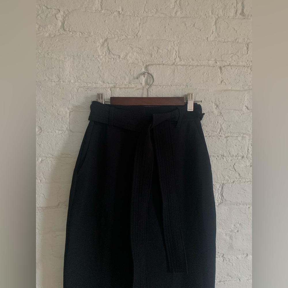 Wilfred lined wool midi skirt slit black XXS belted - Picture 2 of 6